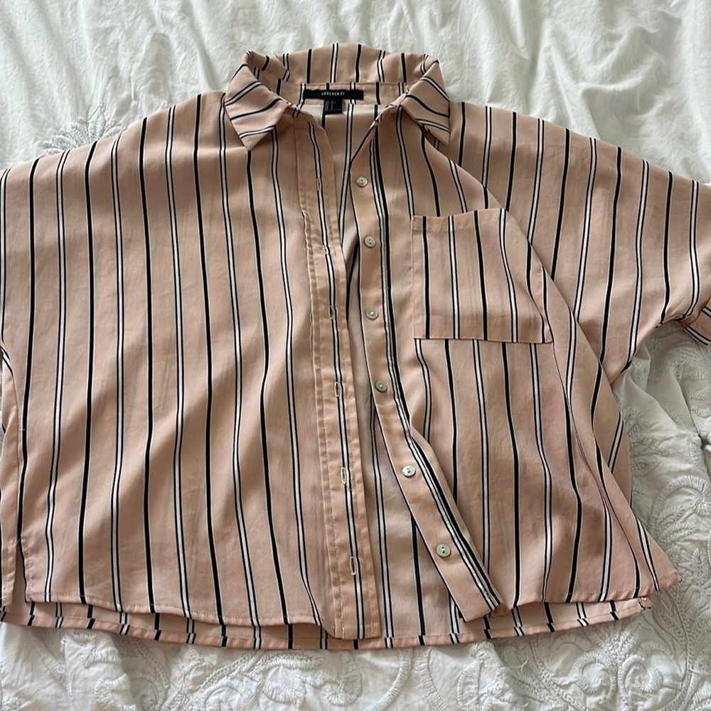 Striped short sleeve button up